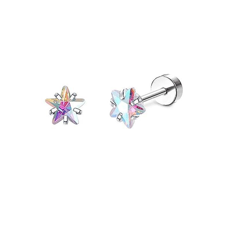 Stainless Steel Moon Heart Shaped Ear Bone Nail Screw Twist Ball Fashion Earrings European American Piercing Men's Earrings - Image 4