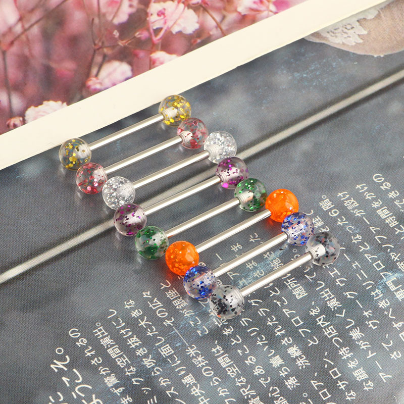 Multi-Color Shiny Heart Tongue Nails Clavicle Nails Ear Bridge Piercing Jewelry Stainless Steel - Image 5