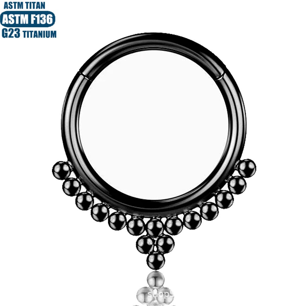 G23 Titanium Alloy Seamless Hinge Nose Ring with Bead Cluster - Cartilage Conch Earring for Women Fashion OL - Image 3