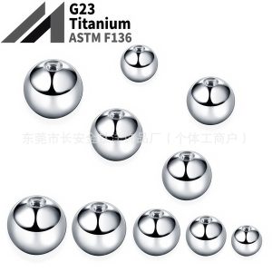F136 Titanium Externally Threaded Tongue Nail Lip Labret Barbell with Ball - G23 Titanium Piercing Jewelry 1.6mm