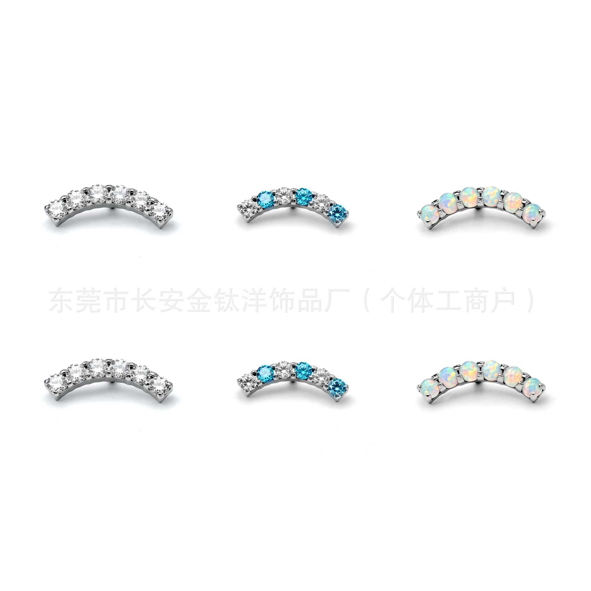 F136 Titanium Six-Row Zircon Lip Piercing Ear Stud Cartilage Stud G23 Titanium Alloy Body Jewelry - Image 5
