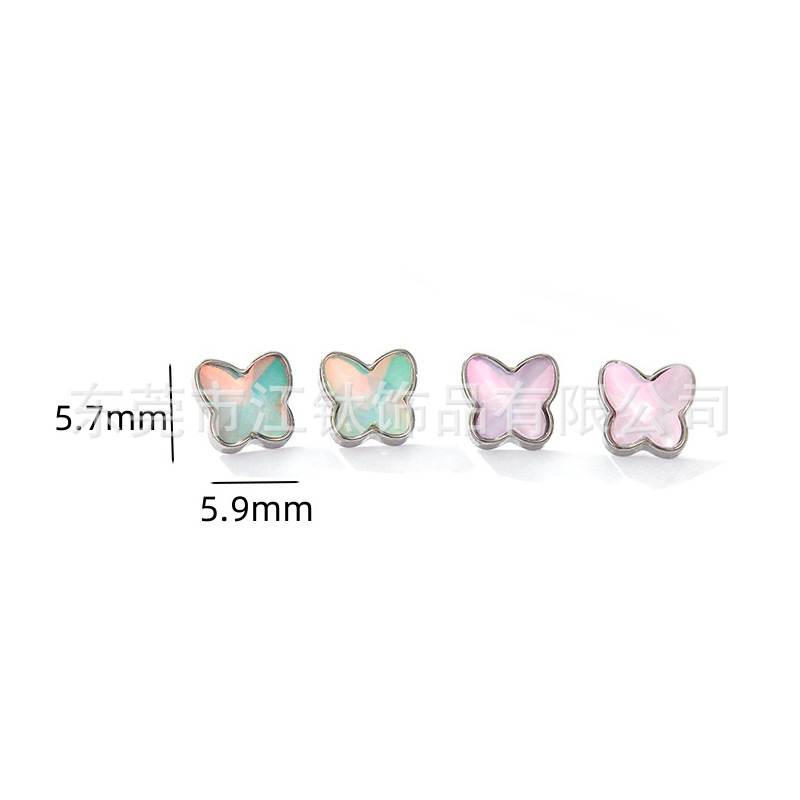 Butterfly G23 Titanium Alloy Ear Studs - Polished Glass Glossy Surface Body Piercing Jewelry - Image 2