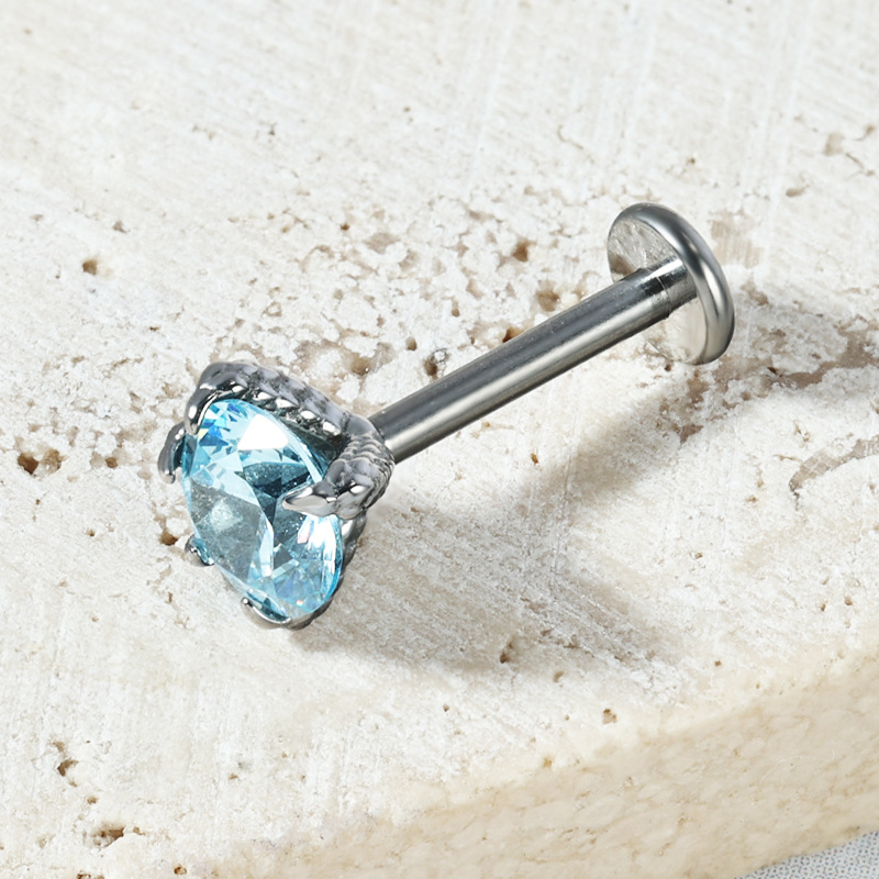 Zesen F136 Titanium Alloy Dragon Claw Dragon Scale Zircon Lip Labret Stud Tongue Nail Ear Bone Piercing Jewelry - Image 3