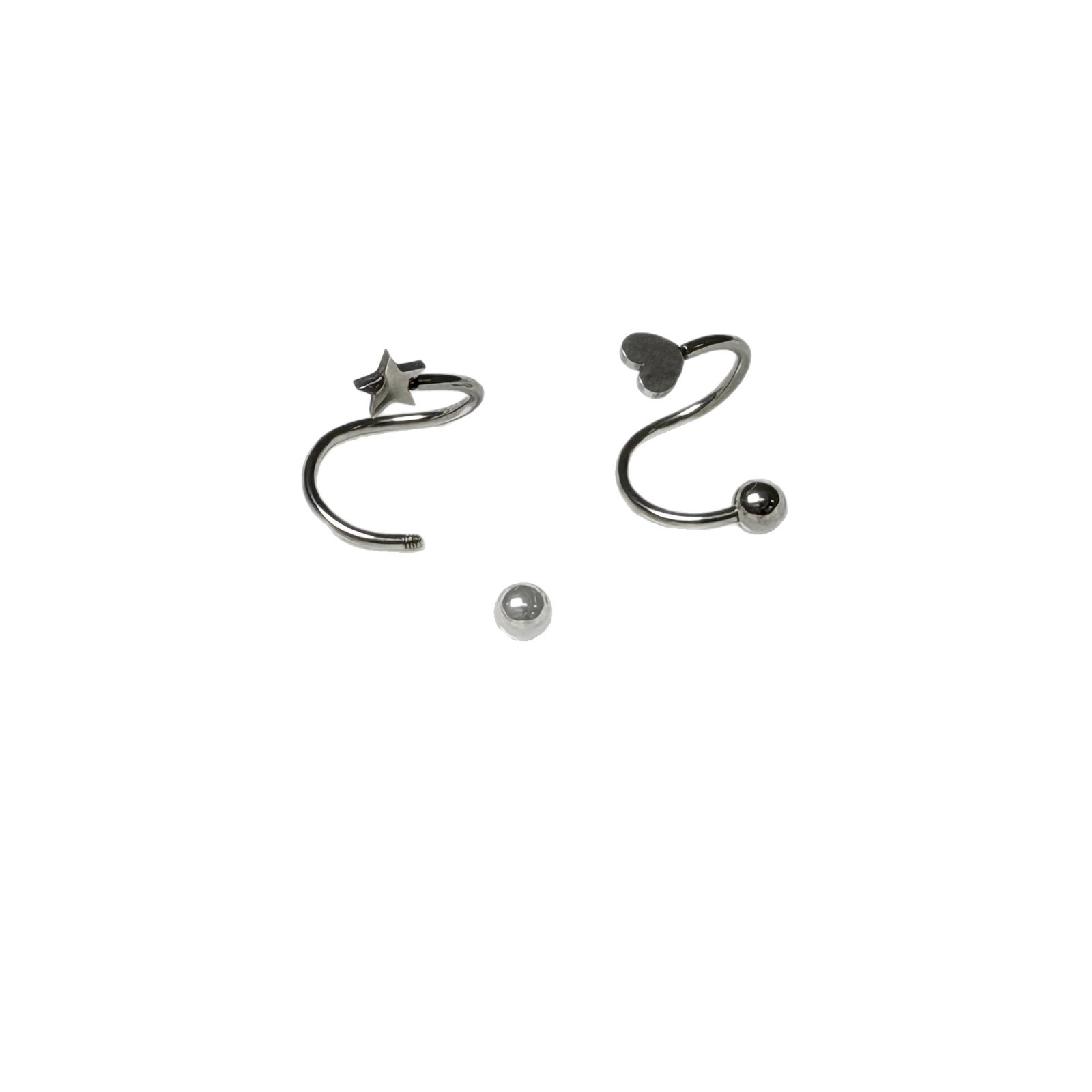 Five-Pointed Star Love S-Shaped Lip Ring Steel Titanium External Thread Star Peach Heart Ear Bone Nail S Ring Lip Nail Hot Girl Puncture Wholesale - Image 5