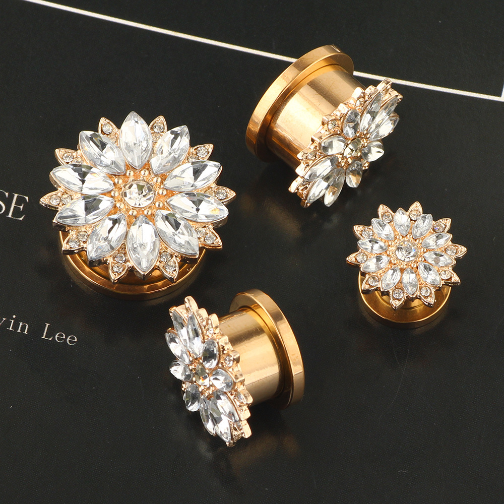 Double Horn Ear Expander 16mm Rose Gold 18K Plated Stainless Steel Cartilage Earring for Unisex - Image 2