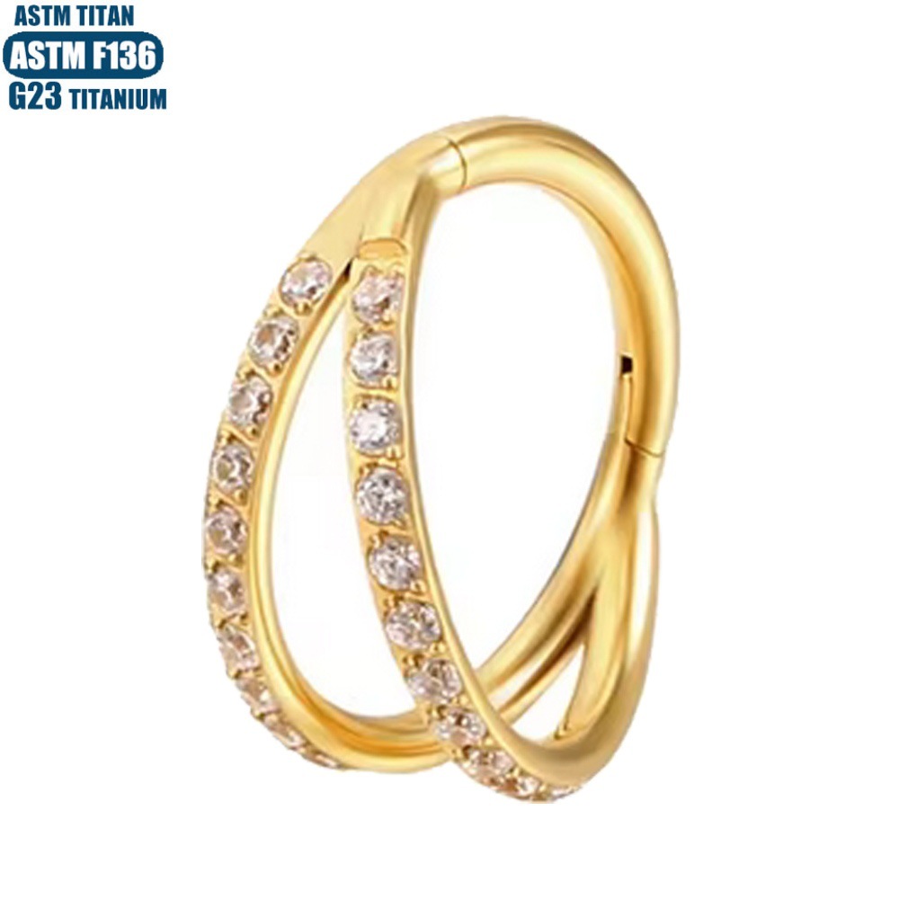 F136 Titanium Hinged Nose Ring with Zircon 2-Side Separation Conch Piercing Nose Septum Ring Earring for Men Women - Image 4