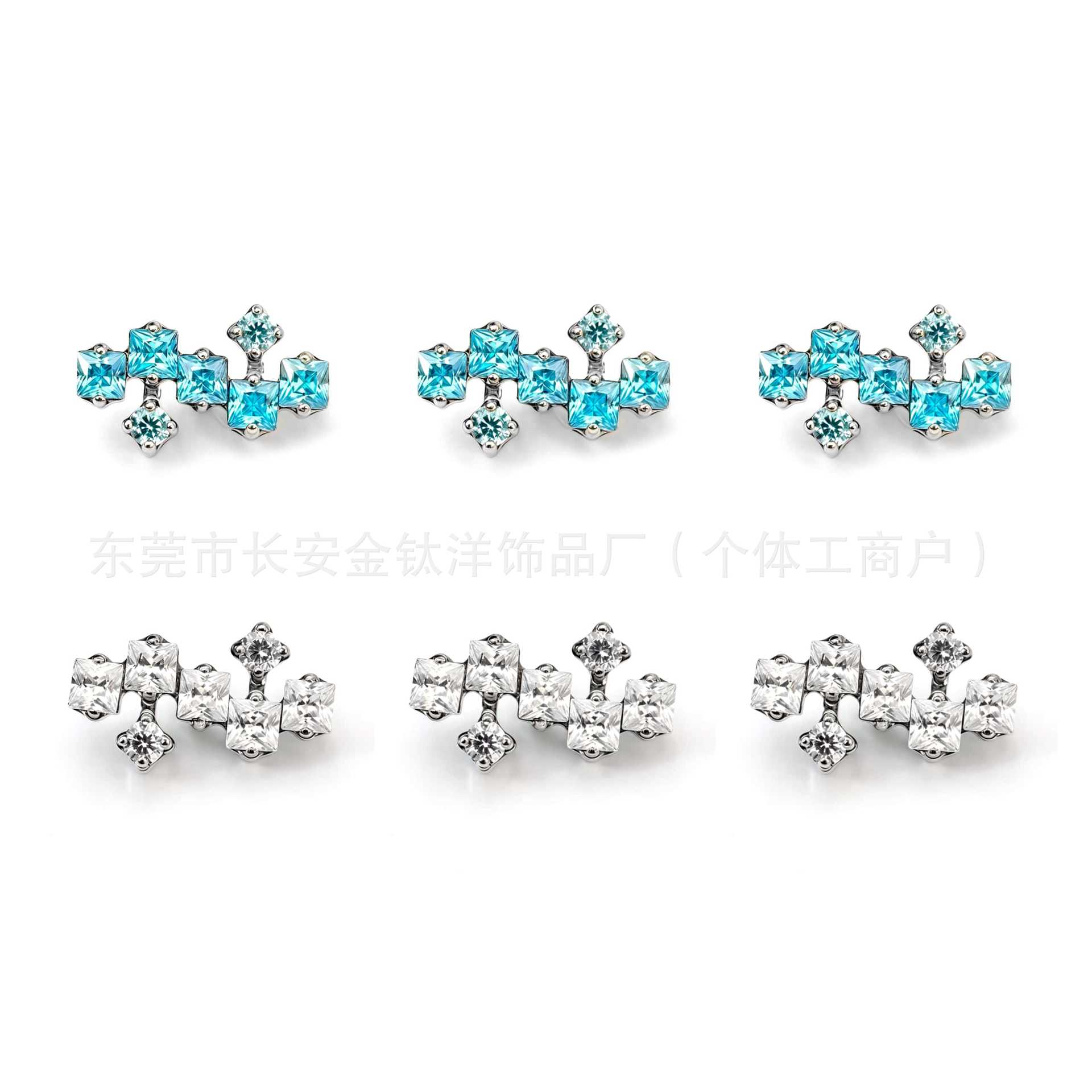 F136 Titanium Irregular Cubic Zirconia Lip Piercing Nose Stud Ear Stud Ear Bone Stud G23 Titanium Alloy Body Piercing Jewelry - Image 5