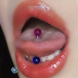 Titanium Steel Acrylic Short Bar Tongue Ring Tongue Piercing Jewelry 14G 12mm