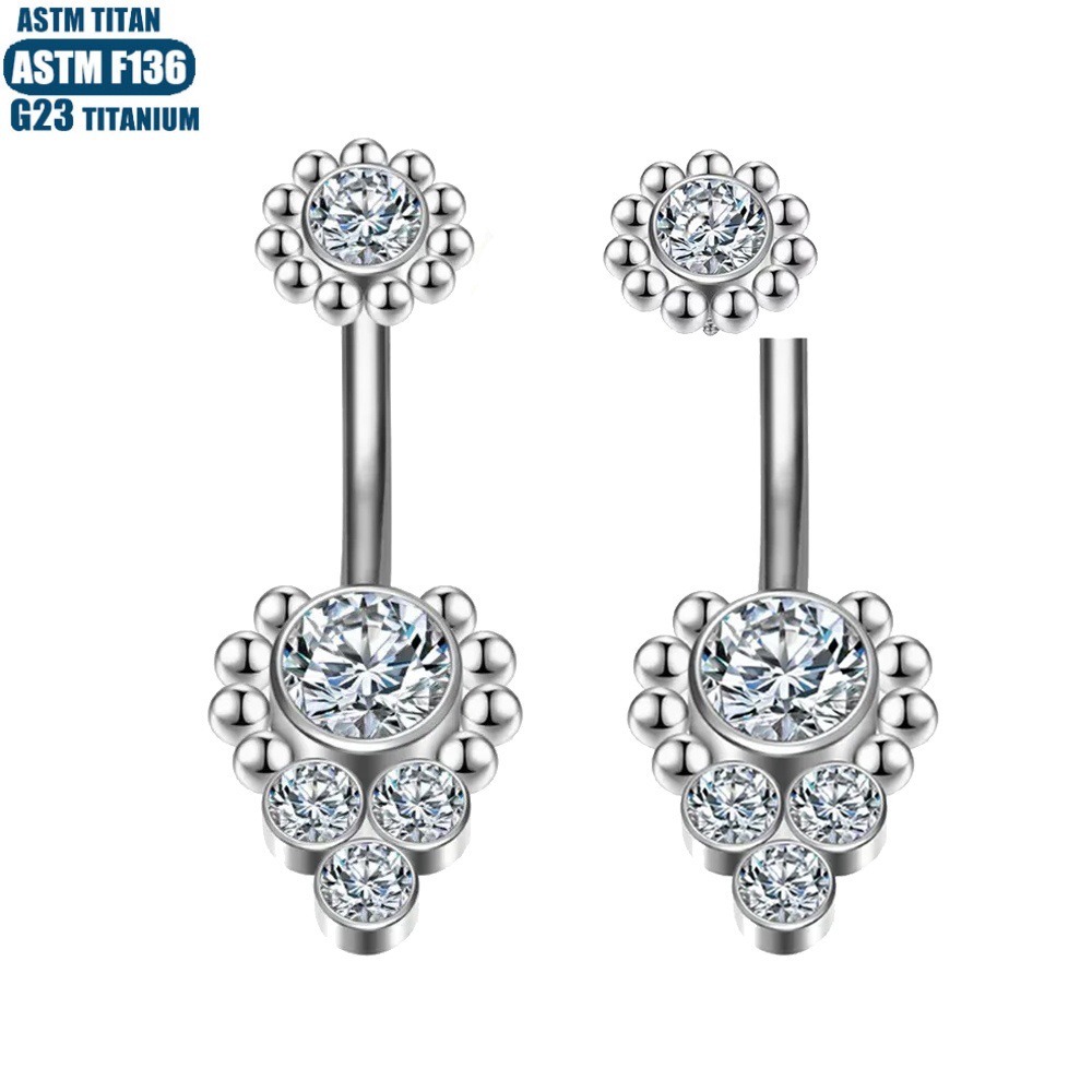 G23 Titanium Alloy Zircon Navel Ring Inner Teeth Screw Belly Button Piercing Jewelry Dangle Navel Buckle Stud - Image 2