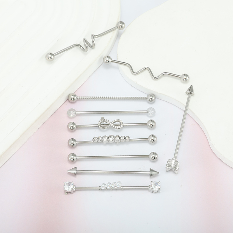 Titanium Ear Bridge Stud Set with Barbell Ear Studs, 10-Piece Combination Body Piercing Jewelry Wholesale - Image 3