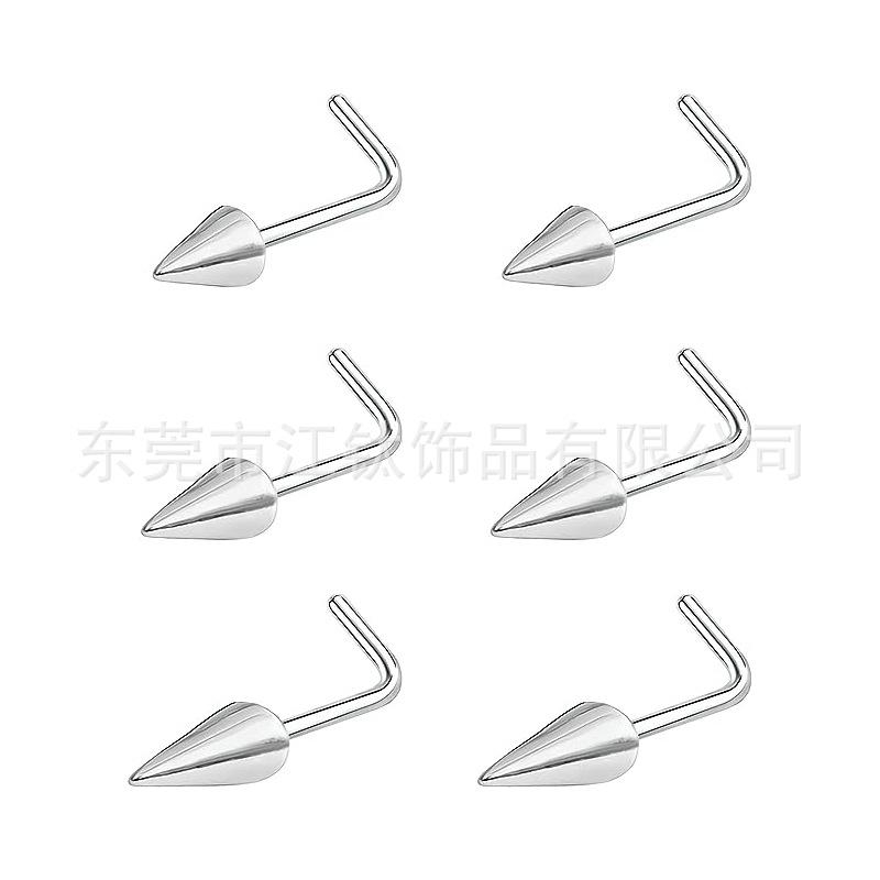 F136 Titanium Sharp Cone Nose Stud S-L Bend L-Pin Nose Piercing Jewelry G23 Titanium Alloy Body Jewelry - Image 5