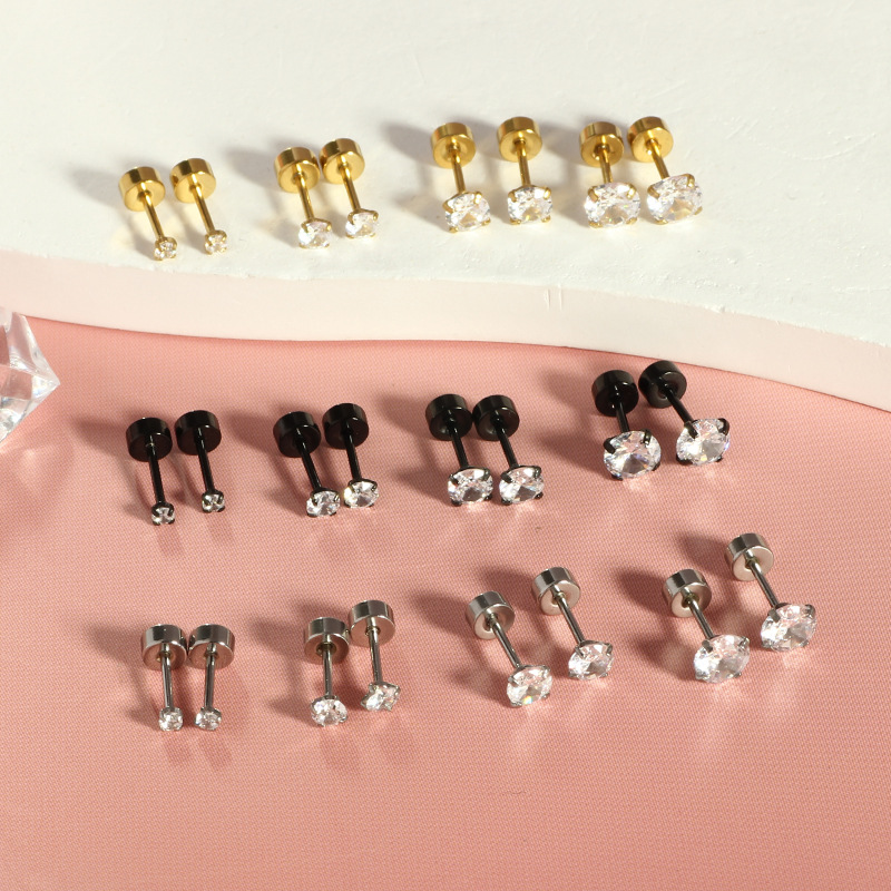 2-5mm Four-Claw Star Zircon Ear Bone Nail Nose Lip Piercing Stud Stainless Steel Black Earring - Image 3