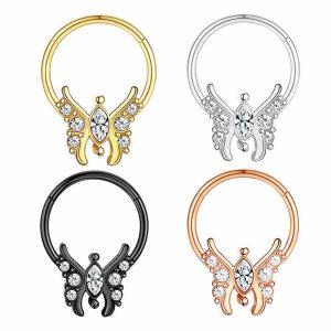 316L Stainless Steel Butterfly Nose Ring Piercing Jewelry Earrings Casting Interface Ring