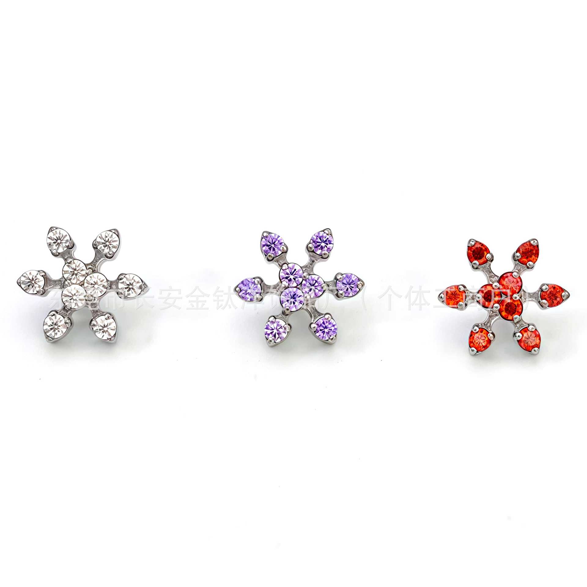 F136 Titanium Internal Thread Snowflake Zircon Lip Labret Stud Ear Bone Nail G23 Titanium Alloy Body Piercing Jewelry - Image 2