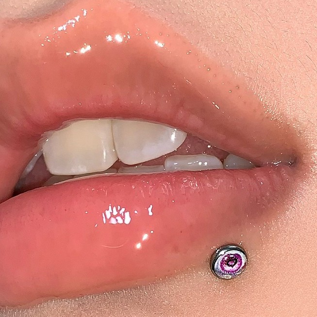 Pink Love Bubble Lip Labret Stud Titanium Steel Internally Threaded Gradient Colorful Hot Girl Style Lip Piercing Jewelry Wholesale - Image 2