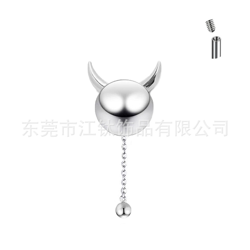 G23 Titanium Deviruchi Horn Pendant Ear Bone Nail Cartilage Earring - ASTM F136 - Image 5