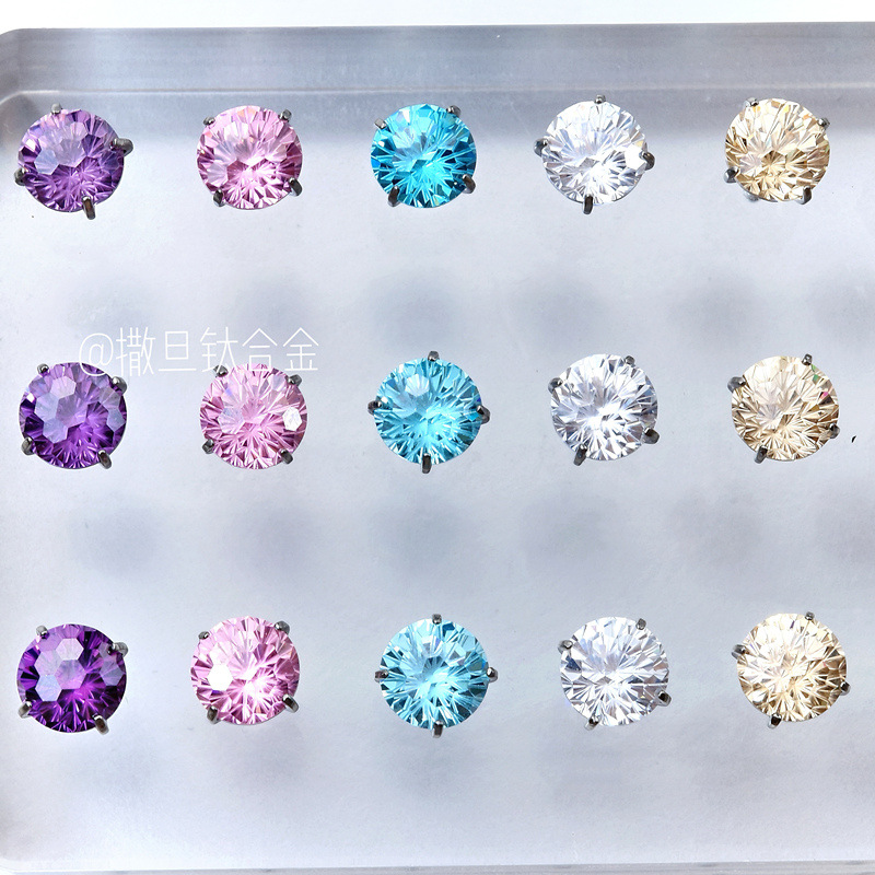 F136 Titanium Alloy Lip Nail Fireworks Cut Zirconium Flash Lip Ring Lip Stud Ear Bone Nail - Image 4