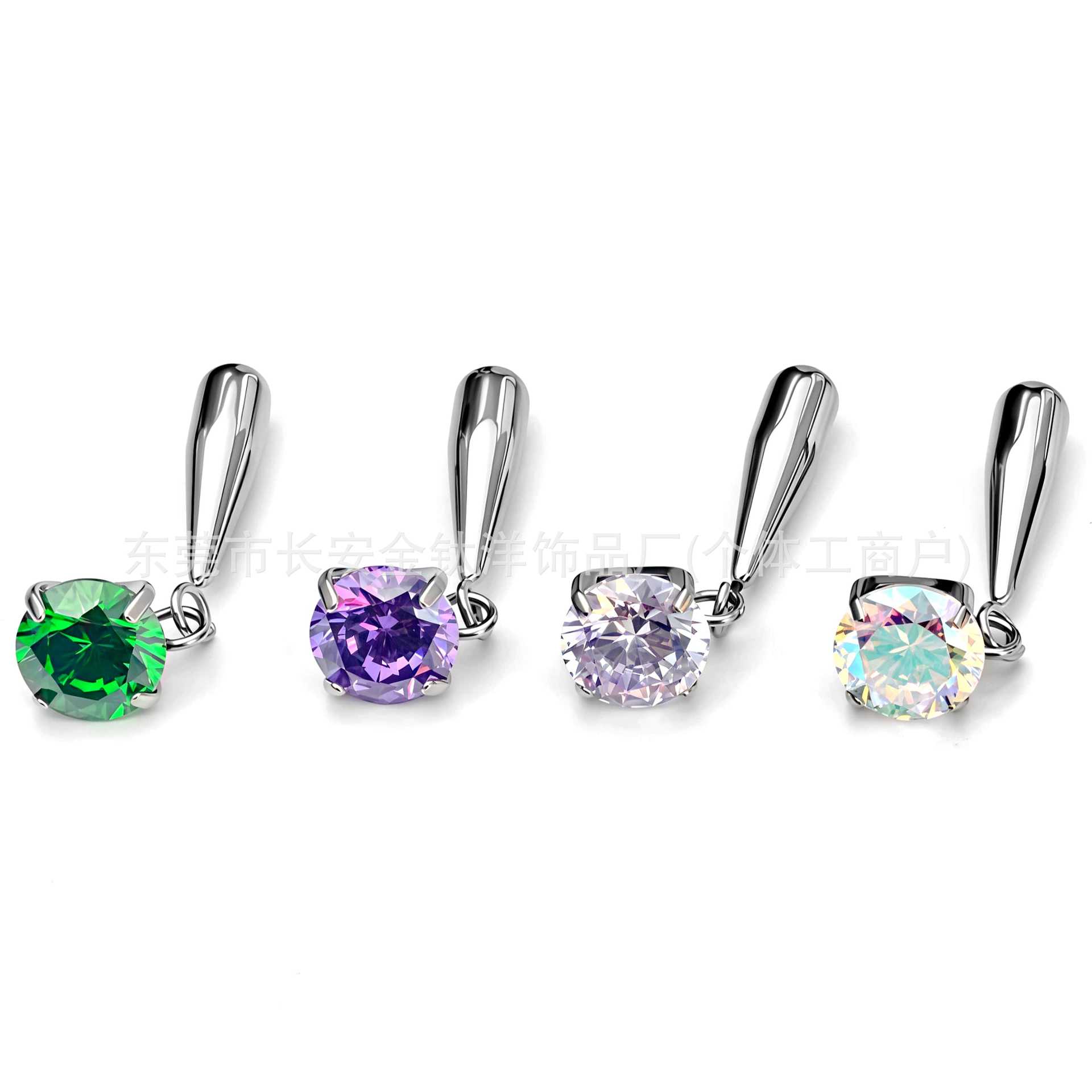 F136 Titanium Water Drop 5A Zircon Pendant Earring, Ear Bone Stud, Navel Stud, G23 Titanium Alloy Body Piercing Jewelry - Image 2