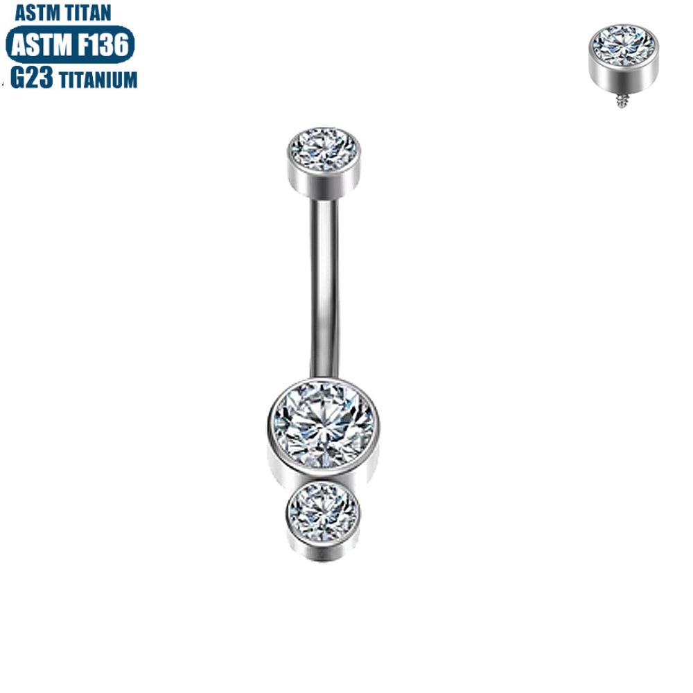 G23 Titanium Navel Piercing Ring Round Zircon Inner Teeth Belly Button Ring Body Jewelry - Image 2