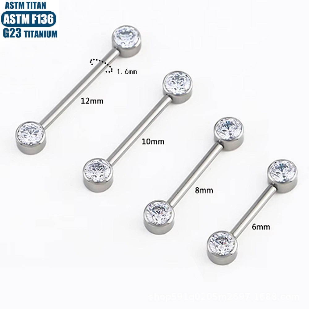 F136 Titanium Alloy Zircon Mammary Ring Internally Threaded Spiral Body Piercing Nipple Tragus Ear Bone Nail - Image 2