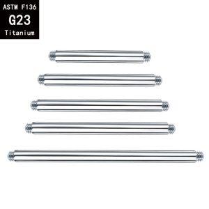G23 Titanium External Thread Straight Rod Tongue Bar Lip Labret Stud - F136 Alloy Ear Cartilage Nose Body Piercing Jewelry