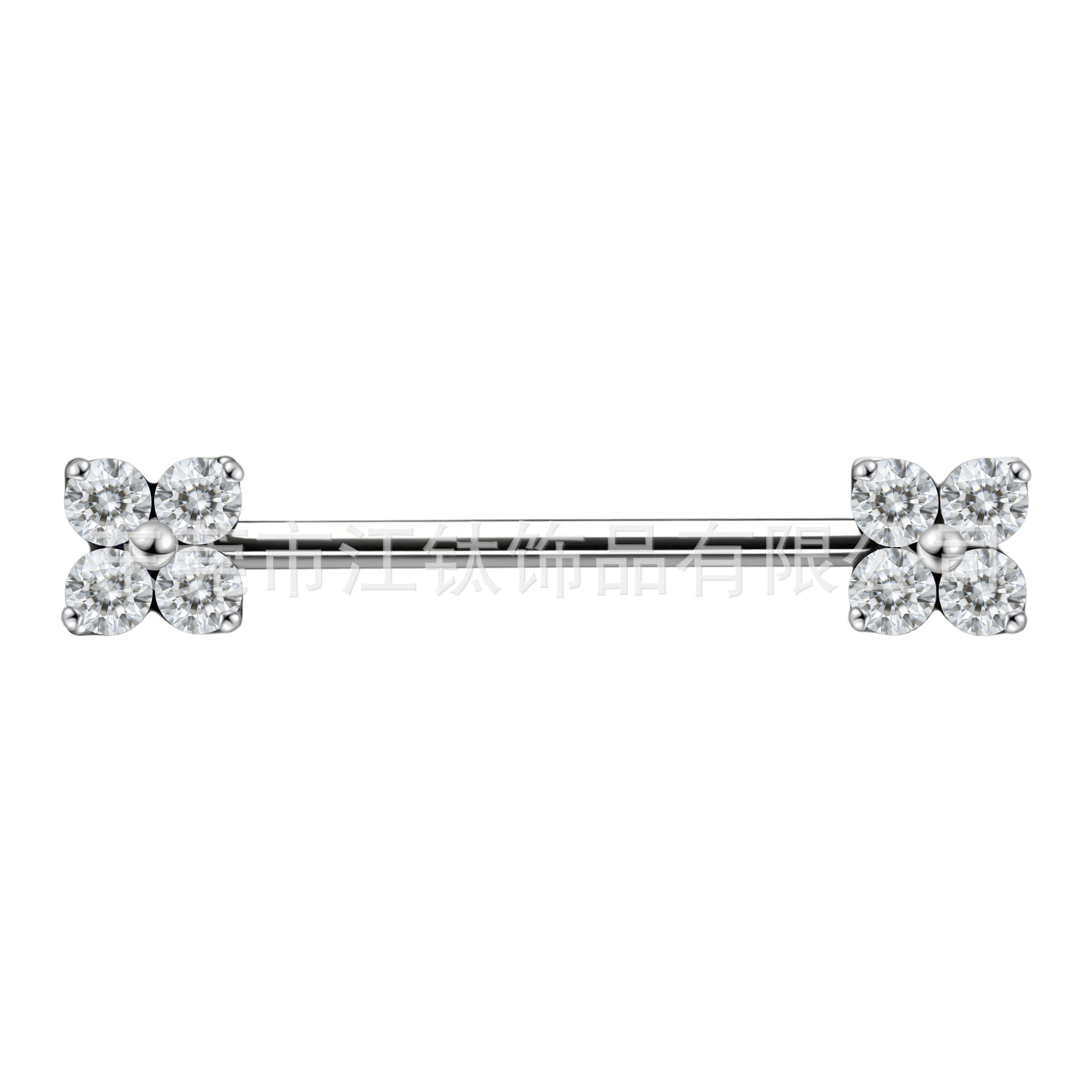 G23 Titanium Nipple Ring with Four-Leaf Clover and Zircon Inlay - Circular Barbell Body Piercing Jewelry - Image 5