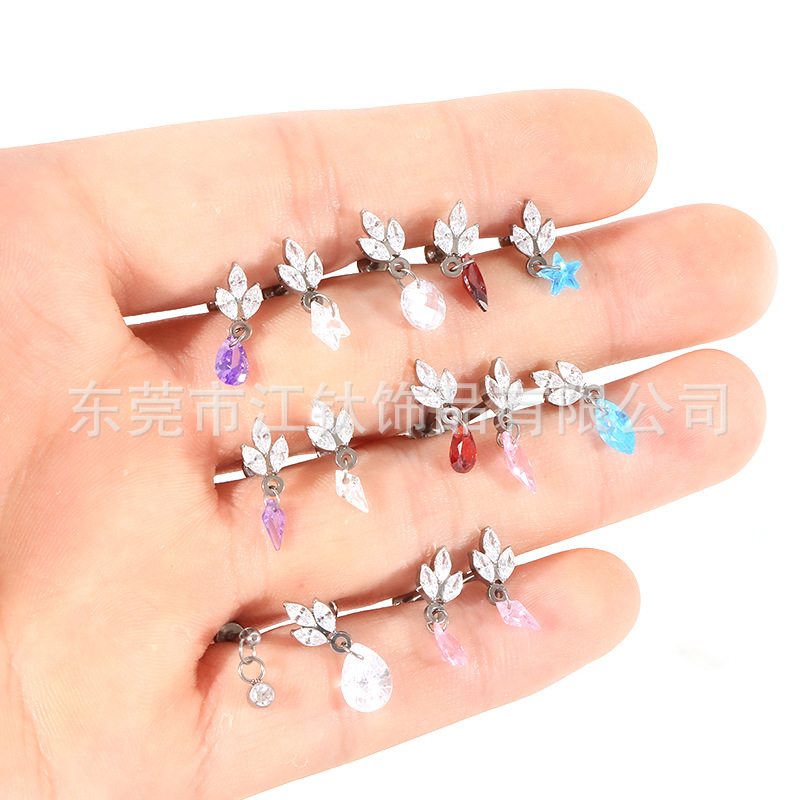 G23 Titanium Horse Eye Pendant Water Drop Pentagonal Implant Pole Ear Bone Nail Body Piercing Jewelry - Image 2