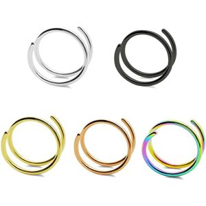 Mason's New 10mm Stainless Steel Spiral Half-Turn Double Hoop Nose Ring Ear Bone Piercing Jewelry