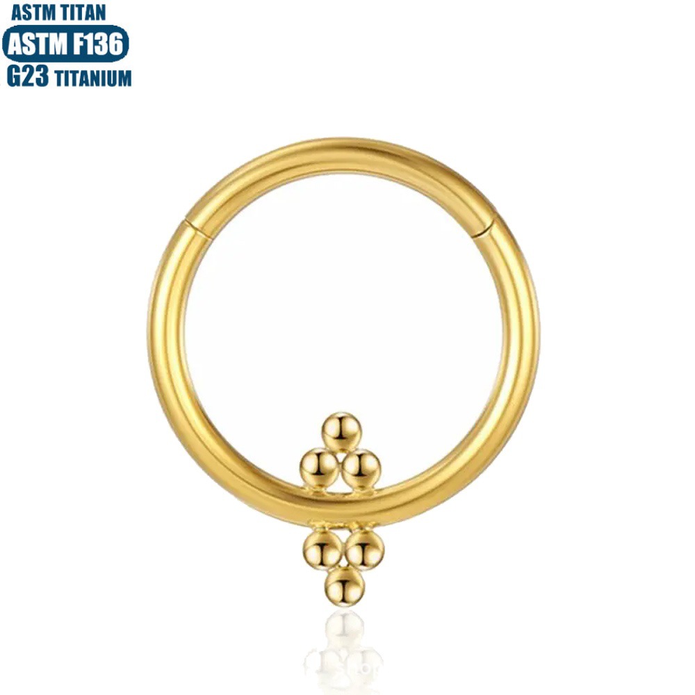G23 Titanium Nose Ring with Welded Ball, Implantable Ear Cartilage Septum Earring for Women, Conch Shape - Image 2
