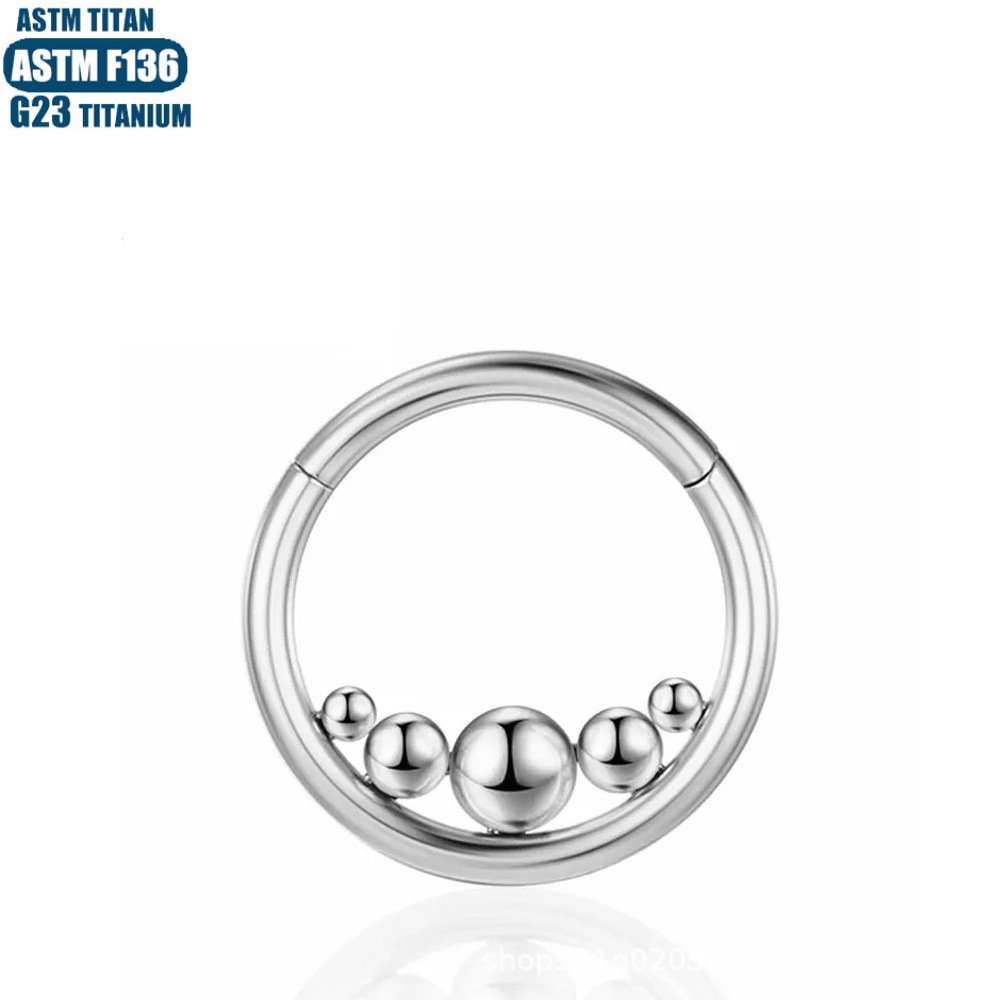 F136 Titanium Hinge Nose Ring Seamless Hoop Cartilage Earring Inner Welding Ball - Image 3