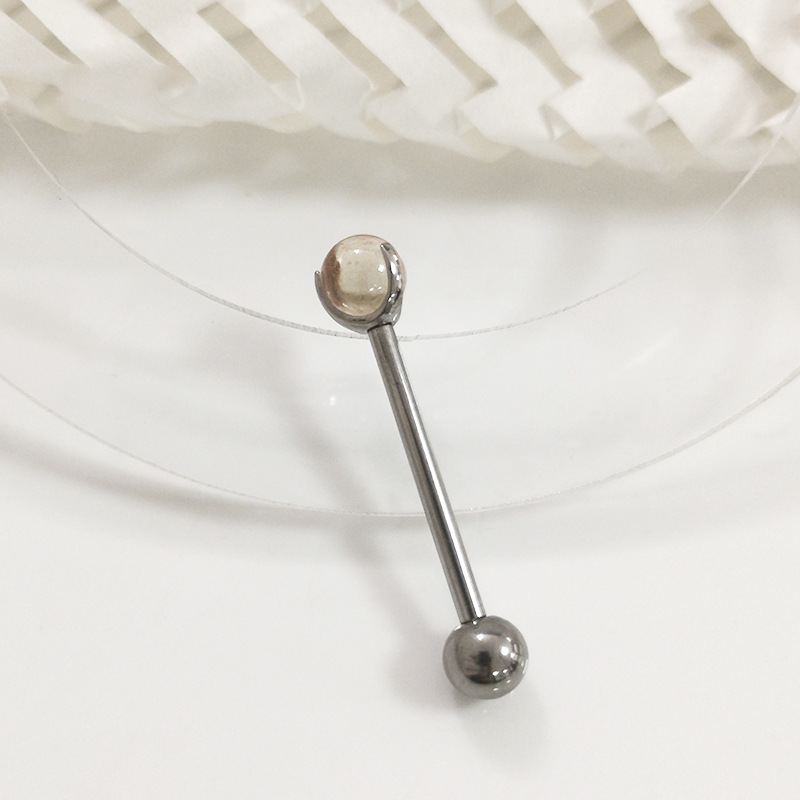 F136 Tongue Nail Inner Thread Double Headed Straight Rod Three-Claw Zircon Ball G23 Titanium Alloy Piercing Jewelry Ear Bridge - Image 4
