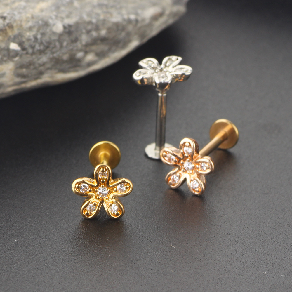Peach Shape 8mm Rose Gold Stainless Steel Earring Stud Screw Back Cartilage Earrings for Women - Image 4