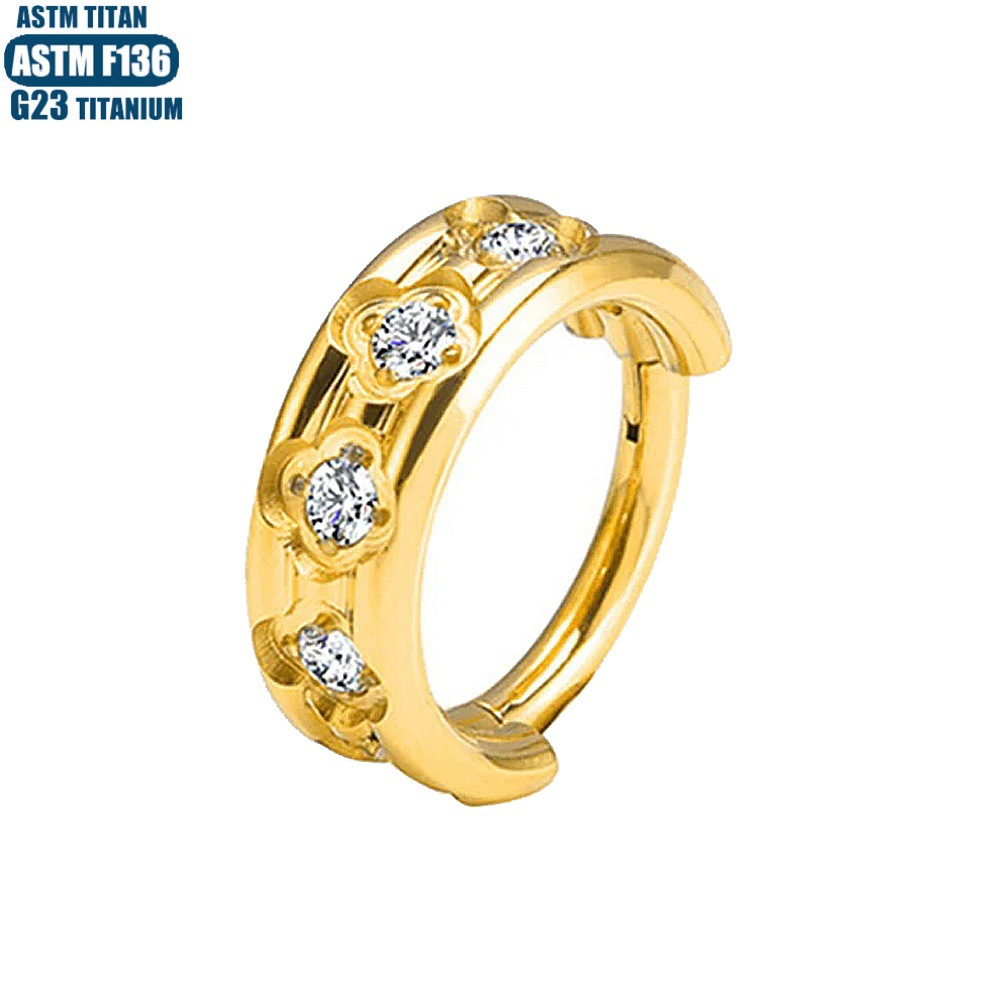 F136 Titanium Alloy Plum Blossom Zircon Earrings Piercing Nose Ring Seamless Closed Ring Nose Piercing Ornament Ring - Image 4