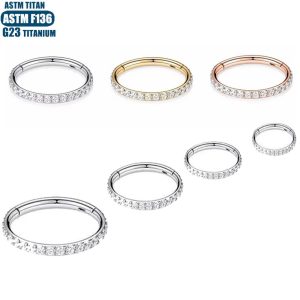 F136 Titanium Alloy Side Zircon Nose Ring Hoop Earring Cartilage Jewelry Geometric Fashion Trend