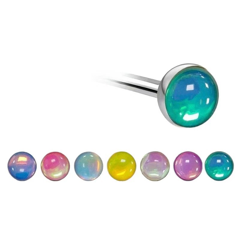 G23 Titanium Gradient Glitter Film Lip Stud with Oil-Drip Effect, 5mm Flat Back Labret Ear Cartilage Stud - Image 4