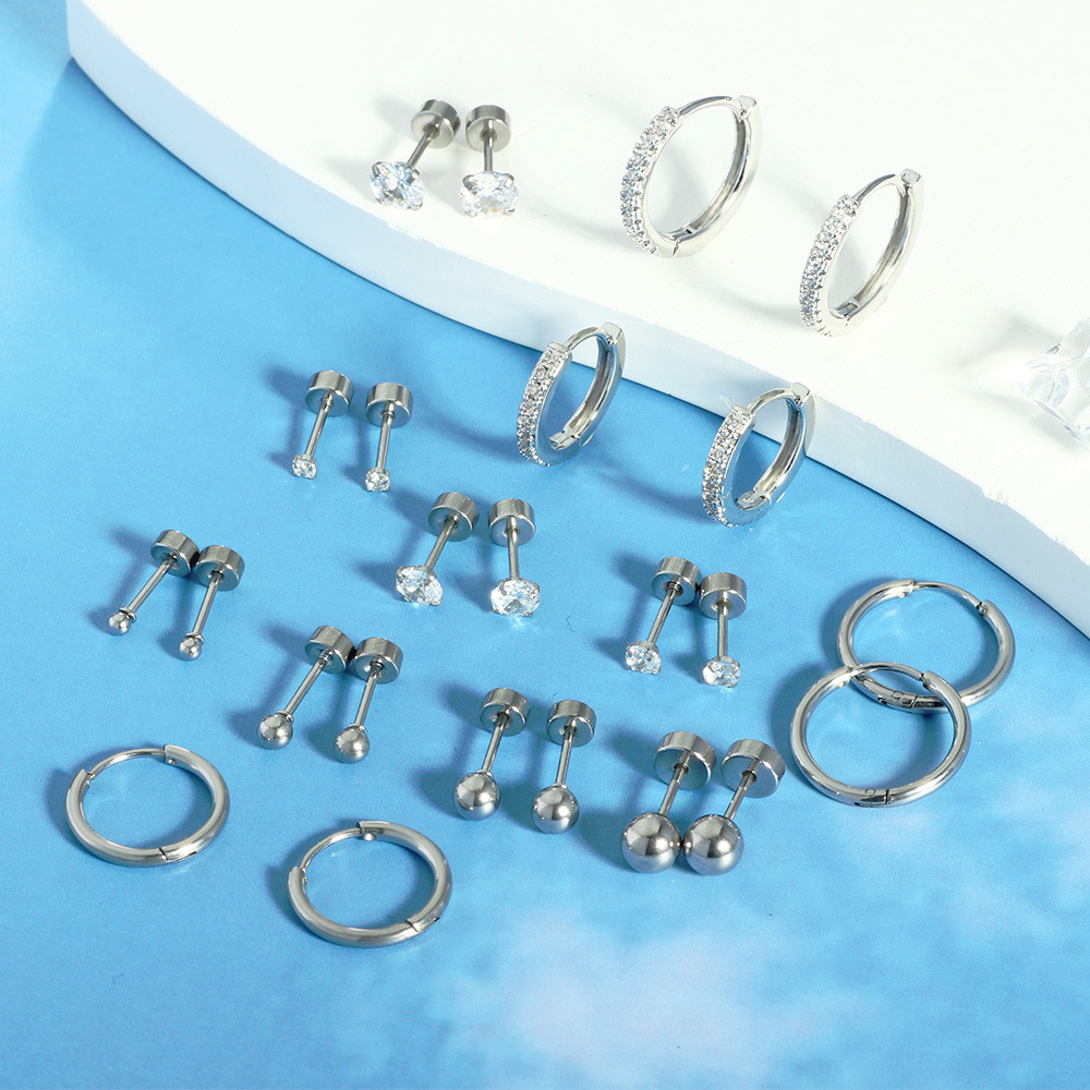 2-5mm Star Stud Earrings Set Stainless Steel Piercing Jewelry Gold Tone Cartilage Hoop for Women - Image 3