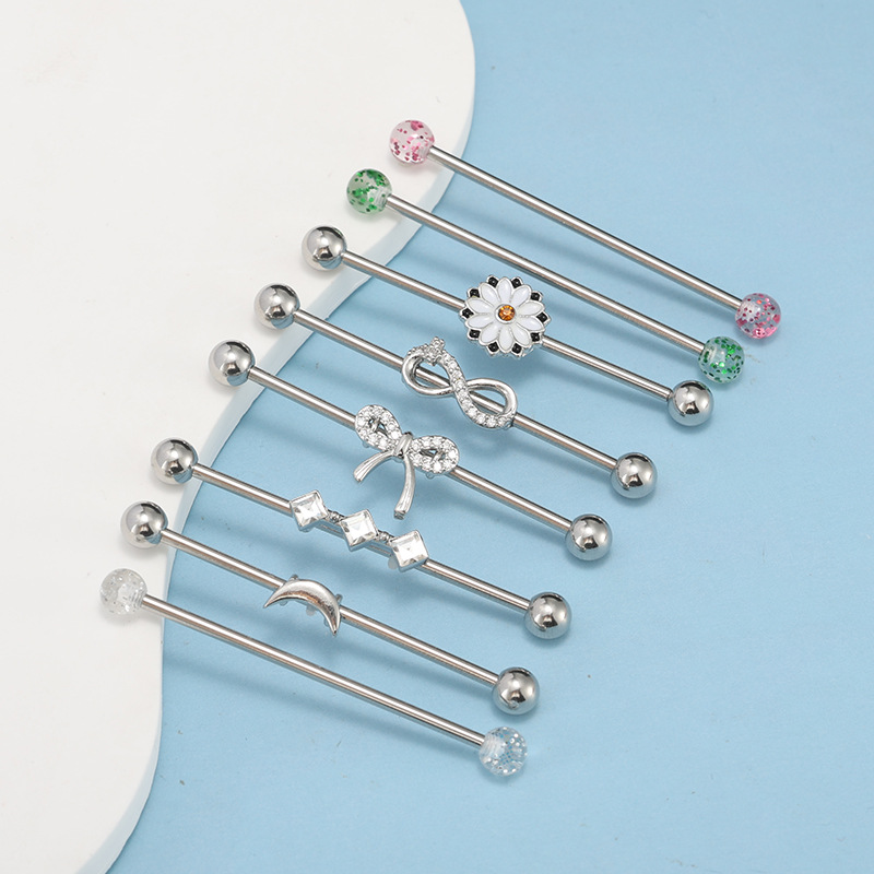 French Style Stainless Steel Industrial Ear Studs Double Ear Hole Snake Shape Piercing Jewelry - Image 4