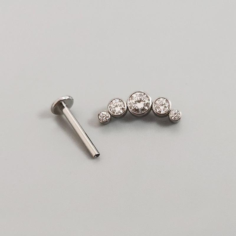 F136 Titanium Earring Set CZ Welded Internal Thread Fashion Alloy Piercing Jewelry Ear Bone Nail Lip Nail - Image 4