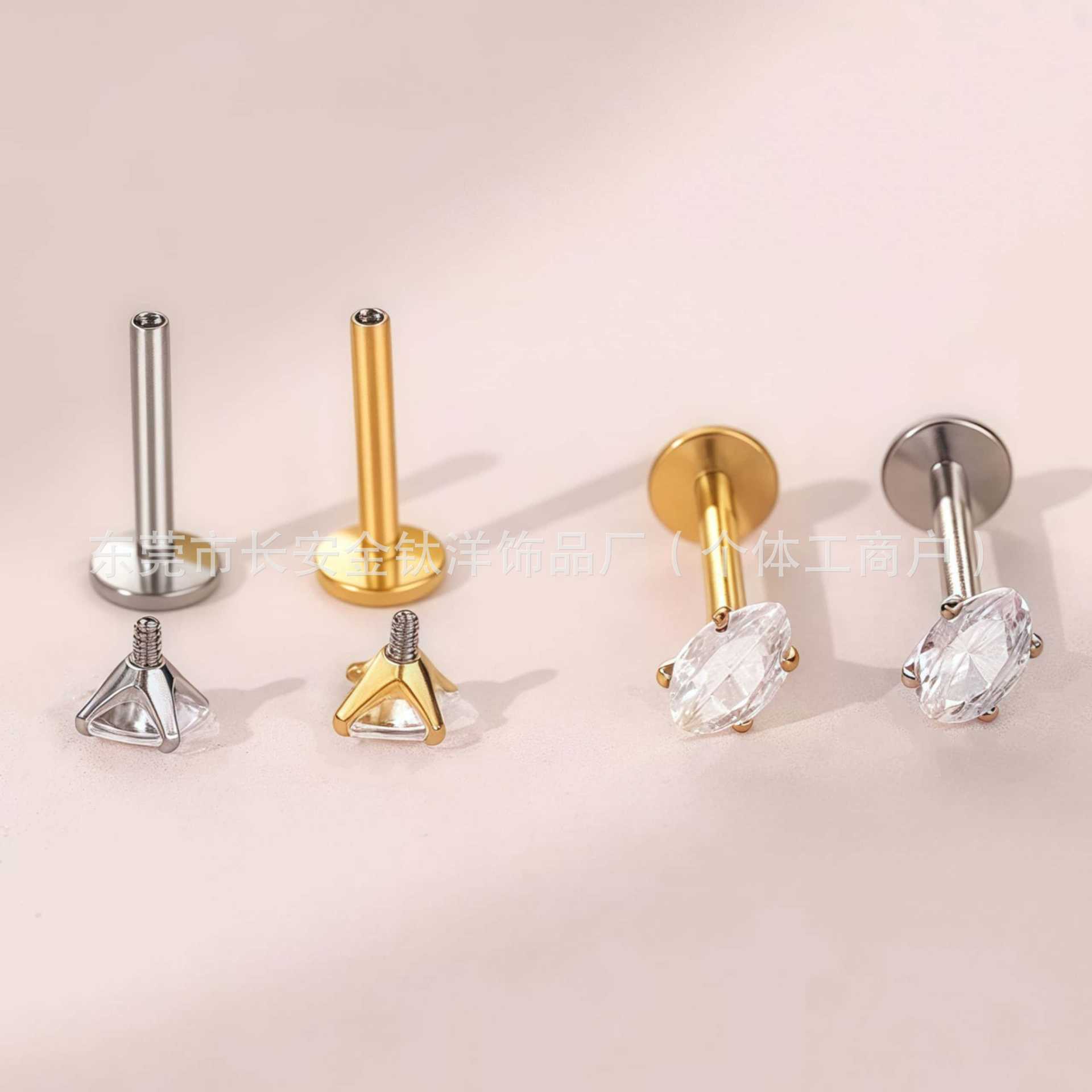 F136 Titanium 5A Pear-Shaped Zircon Nose Stud, Ear Bone Stud, Lip Stud, Ear Stud, Cochlear Stud, G23 Titanium Alloy Body Piercing Jewelry - Image 4