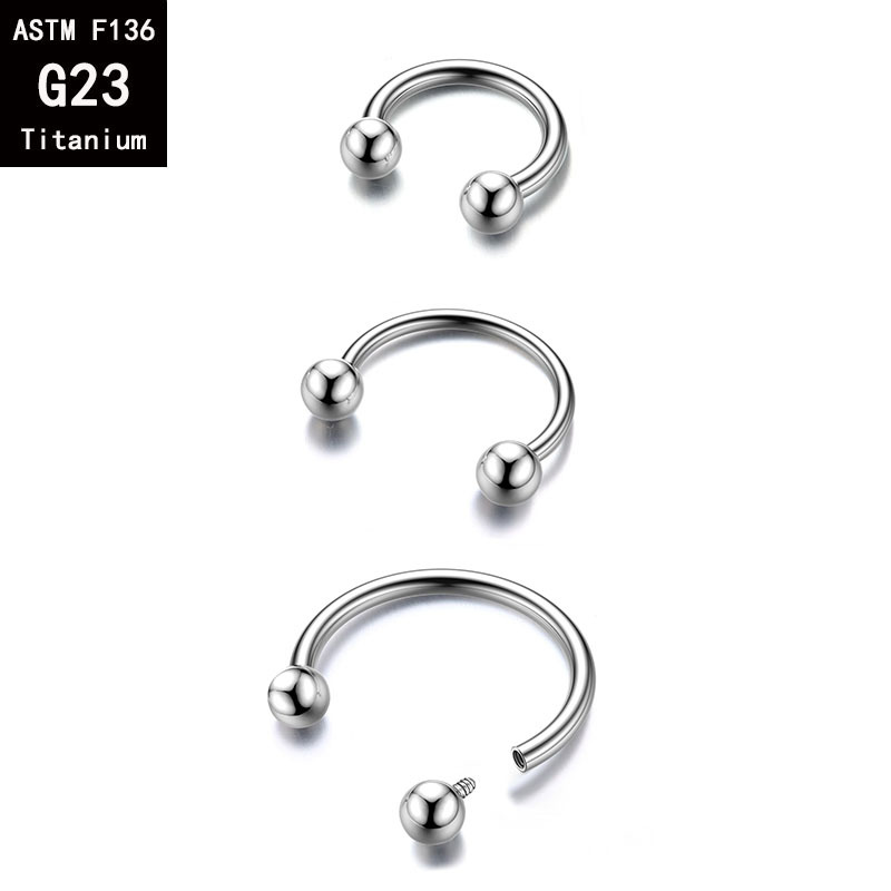 G23 Titanium Inner Tooth U-Shaped C-Shaped Rod Horseshoe Rod Ball Pointed Cone Internal Spiral Nose Ring F136 Titanium Alloy Piercing Jewelry - Image 2