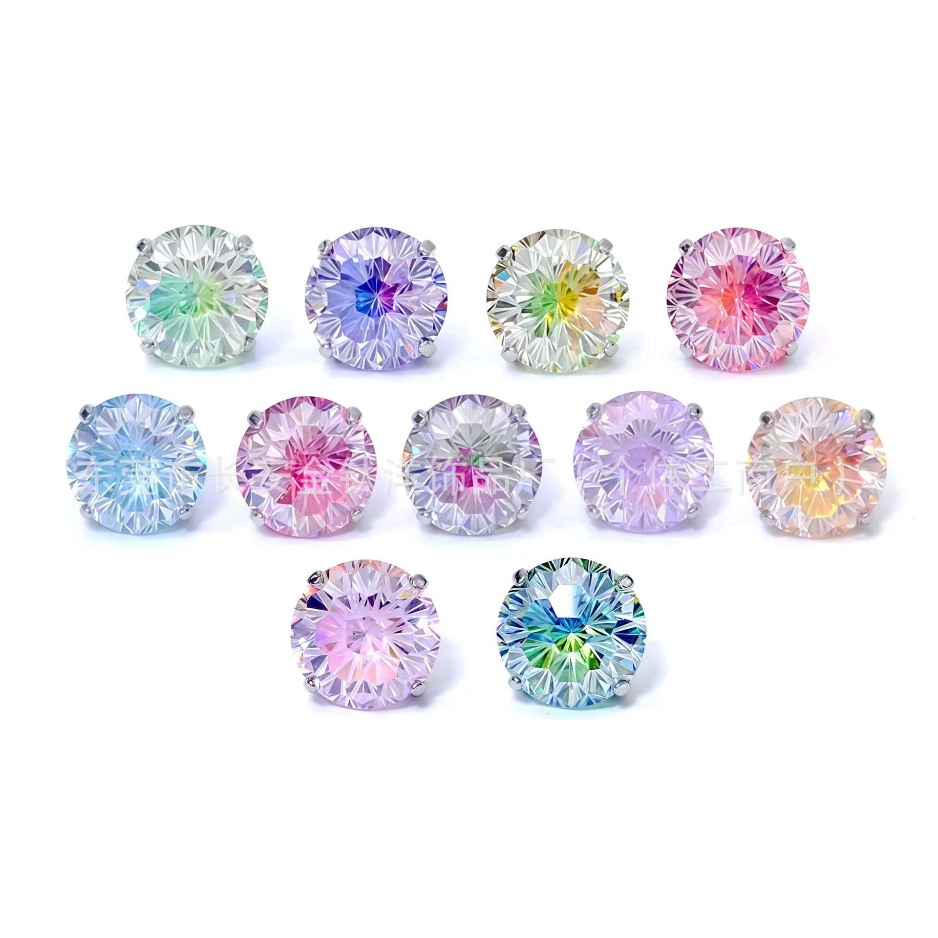 F136 Titanium Four-Claw Gradient Color Fireworks Cut Zircon Earrings Ear Bone Nails G23 Titanium Alloy Body Piercing Jewelry - Image 5
