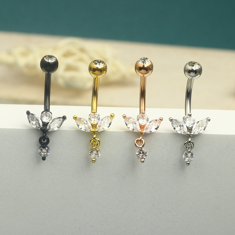 New Hot Sale Crown Zircon Navel Ring Belly Button Piercing Jewelry 4 Colors 316L Surgical Steel - Image 2