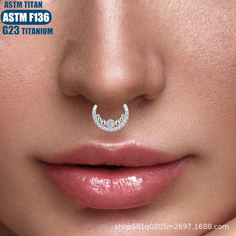Amazon G23 Titanium Pierced Earrings Internal Bead Cluster Zircon Seamless Ring Septum Ring Nasal Ring Cartilage Ring - Image 4