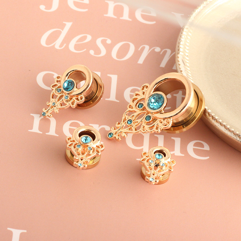 Rose Gold Stainless Steel Flower Auricle Ear Piercing Jewelry, 16mm Body Piercing with Cubic Zirconia, Fresh Design - Image 5
