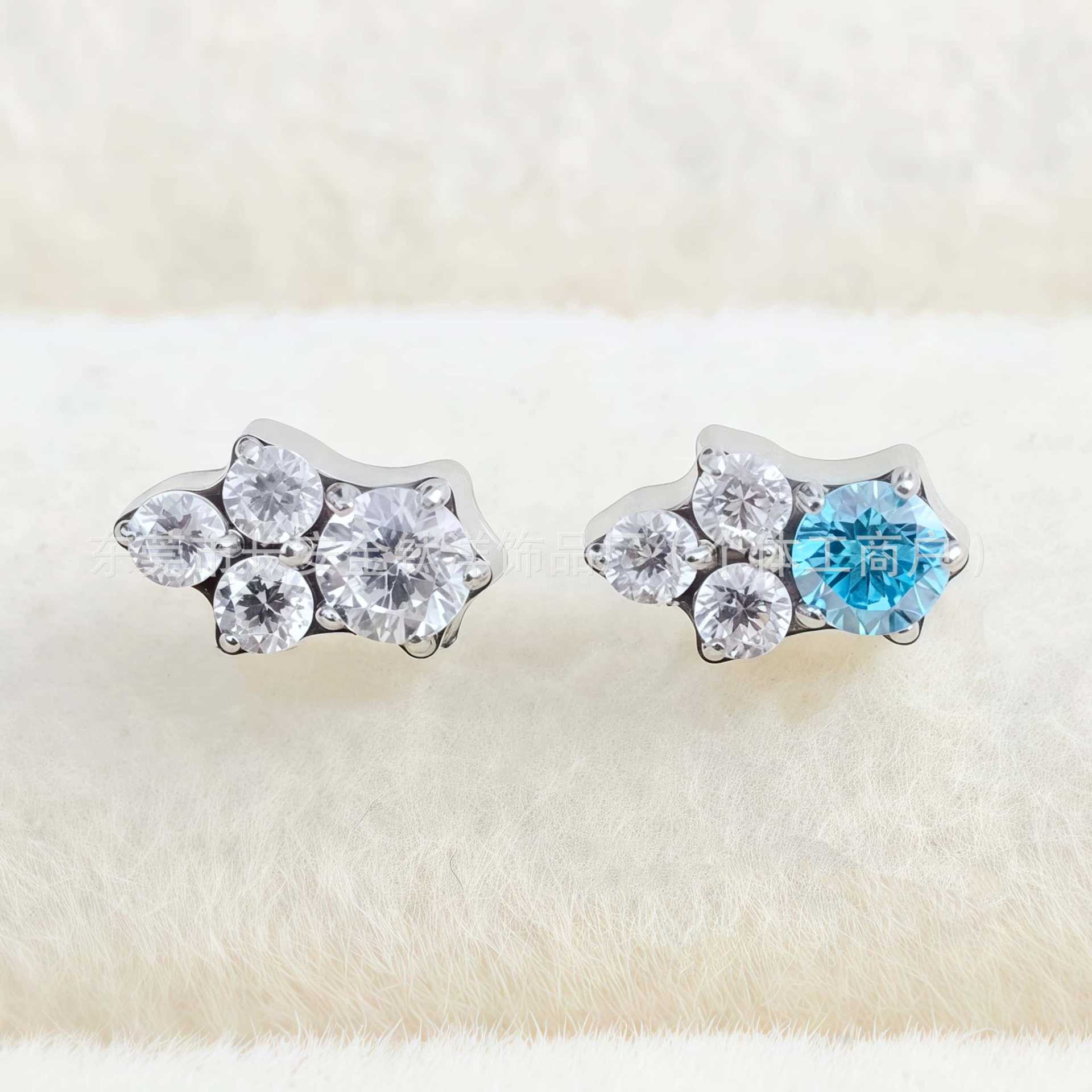 F136 Titanium Irregular Water Drop Earrings with Zircon Inlay, Lip Studs, Ear Bone Studs, Body Piercing Jewelry - Image 4