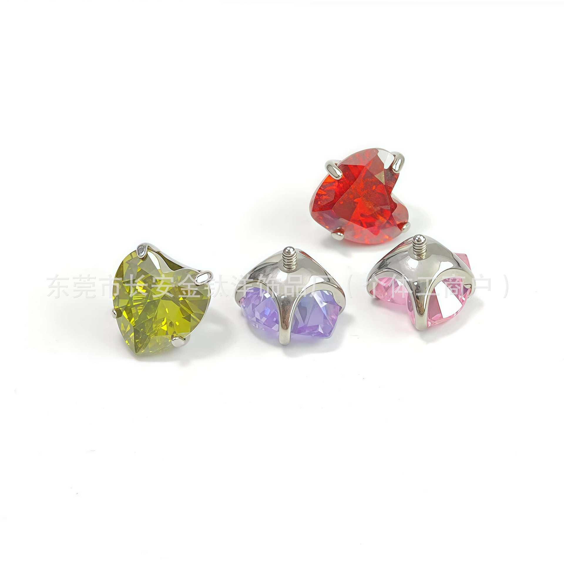 F136 Titanium Round Bottom Internal Thread Love Zircon Ear Nail Lip Nail Ear Bone Nail G23 Titanium Alloy Human Body Piercing Jewelry - Image 3