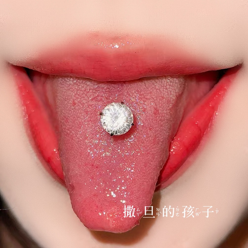 Satan's Child Gilded Half Summer F136 Titanium Alloy Tongue Nail Drink Fireworks Cut Flash Tongue Nail Tongue Ring - Image 3