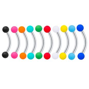Stainless Steel Acrylic Eyebrow Barbell 10 Set Curved Rod Multipurpose Ring