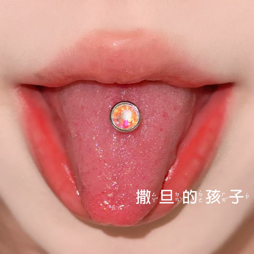 Satan's Child Vast Firmament Clear Tongue Nail Drink Glow CZ Tongue Barbell Tongue Piercing Jewelry - Image 3