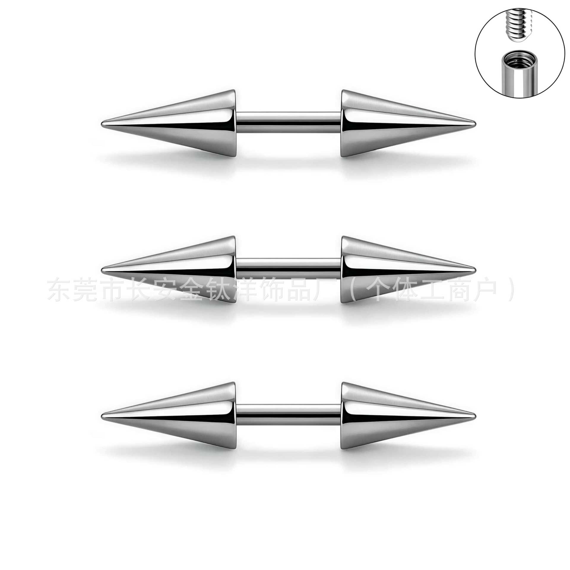 F136 Titanium Internal Thread Double-Ended Pointed Dumbbell Ear Stud, Ear Bone Stud, G23 Titanium Alloy Piercing Jewelry - Image 5